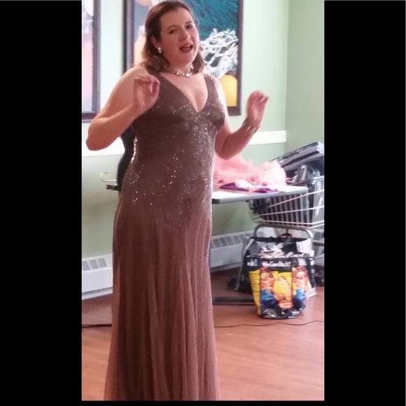 Aiden Mattox size 10 Caramel Beaded Gown! - Picture 4 of 4